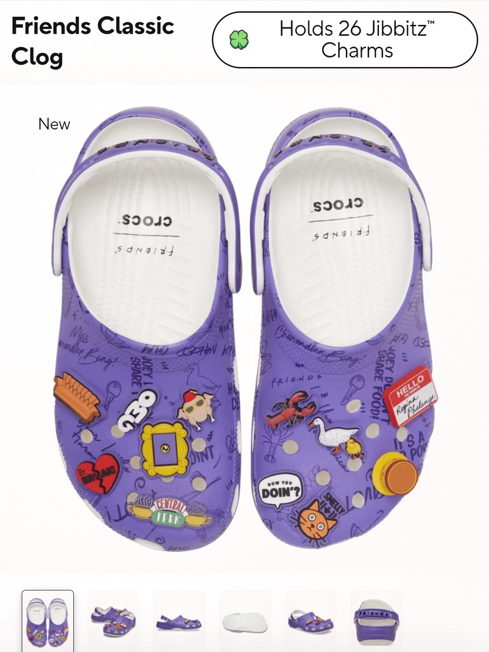 CROCS Purple Friends Classic Clog with Jibbitz Charms